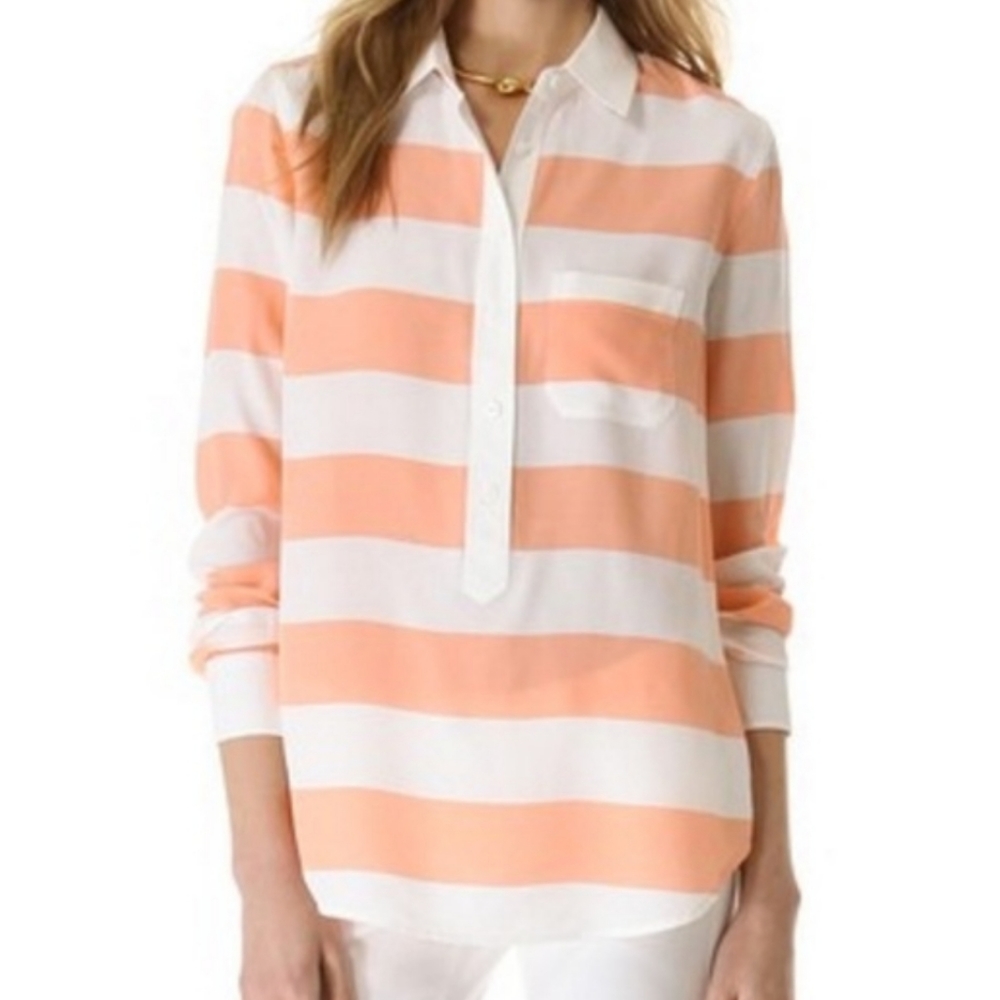 Equipment Capri Stripe Henley Top silk crepe Small
